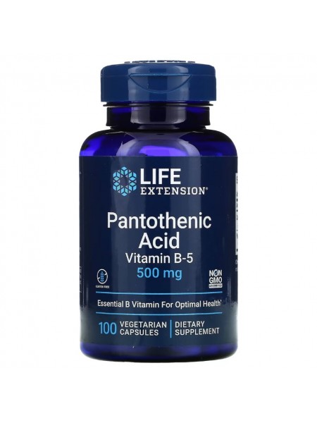 Life Extension Pantothenic Acid 500 mg 100 veg caps  Витамин B5 (Пантотеновая кислота) 