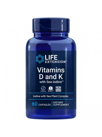 Life Extension Vitamins D and K with Sea-Iodine 60caps