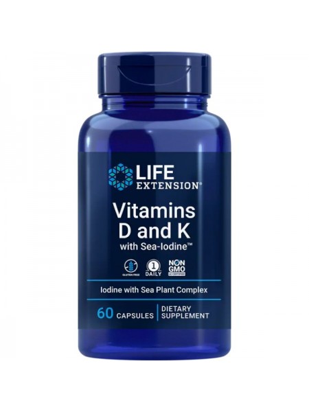  Life Extension Vitamins D and K with Sea-Iodine 60caps