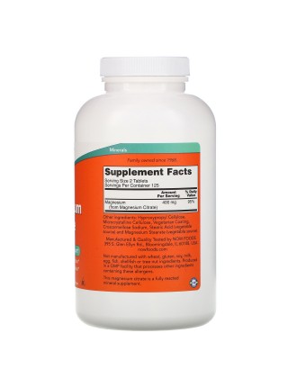 NOW Magnesium Citrate 200 mg 250 tabs