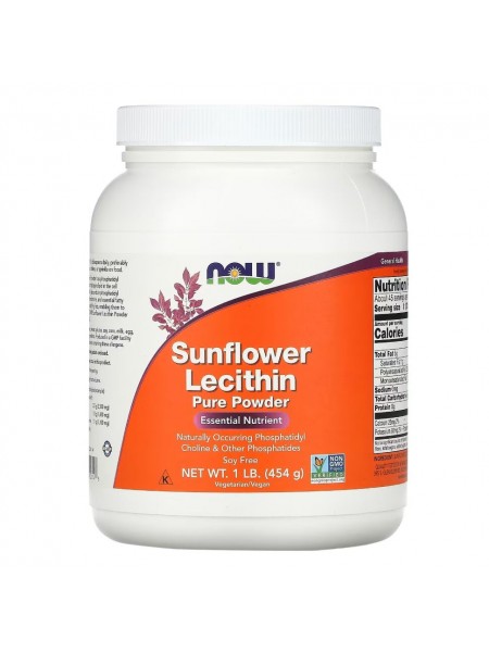 NOW Sunflower Lecithin Pure Powder (454 гр)